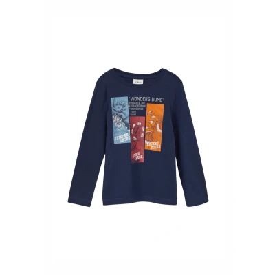 Abbildung von s.Oliver MIT Front Langarmshirt für Kinder, Größe: 128/134, Tiefblau