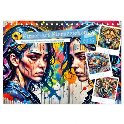 Abbildung von Street Art Sternzeichen (Tischkalender 2025 DIN A5 quer), CALVENDO Monatskalender