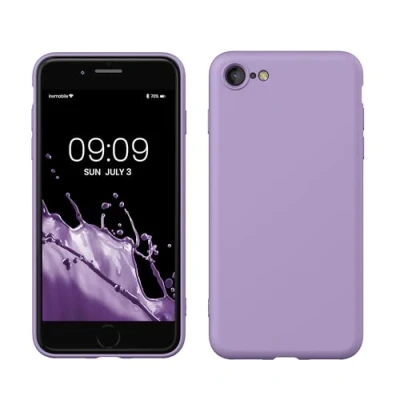 Abbildung von kwmobile Hülle kompatibel mit Apple iPhone SE (2022) / (2020) 8 7 gummierte TPU Silikon Handyhülle Schutzhülle für kabelloses Laden Case in Veilchen Lila