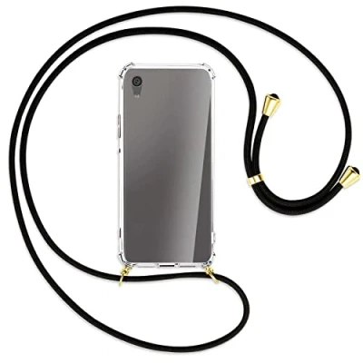 Abbildung von mtb more energy® Handykette kompatibel mit Sony Xperia XA1 Ultra (G3221, G3223 / 6.0&#039;&#039;) schwarz/Gold Smartphone Hülle zum Umhängen Anti Shock Strong TPU Case