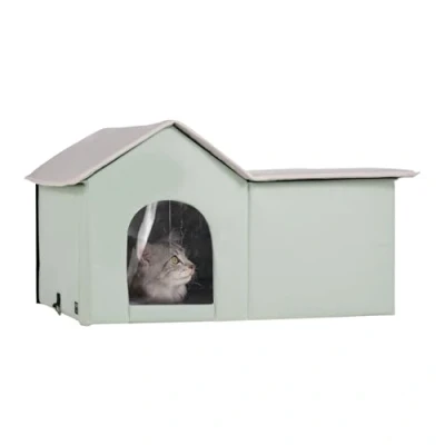 Abbildung von VEVOR Katzenhütte Katzenhaus Katzenhöhle Hütte Beheizt 67x56x41cm Grün(L)