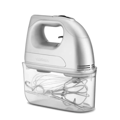 Abbildung von Cuisinart Power Advantage 7 Gang Handmixer Schneebesen Knethaken Rührbesen aus Edelstahl Geschwindigkeiten 200W Motor Aufsteckbarer Aufbewahrungskoffer Elektrischer Handmixer, Silber