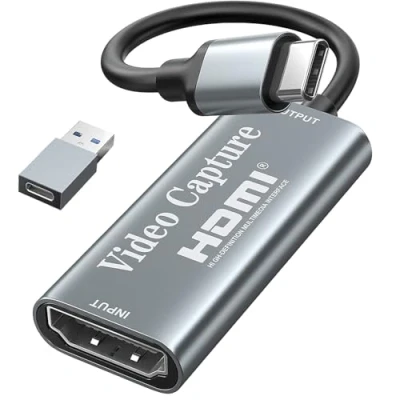 Abbildung von Videoaufnahmekarte, HDMI auf USB C Capture Card, 1080p , Videospiel Aufnahme für die Bearbeitung von Video/Spielen/Streaming/Online Unterricht
