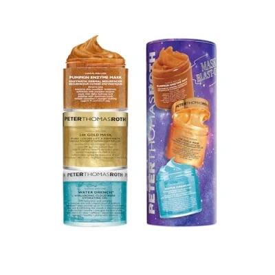 Abbildung von Peter Thomas Roth Mask Blast Off Set Enzym Maske, 24K Gold Maske und Hyaluron Gel Peeling, Aufhellung, Anti Aging Feuchtigkeit 3 teiliges für alle Hauttypen