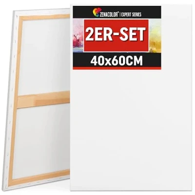 Abbildung von Zenacolor Leinwand Zum Bemalen 40x60 Set aus 2 Canvas Geeignet für alle Arten von Farben auf Leinwänden