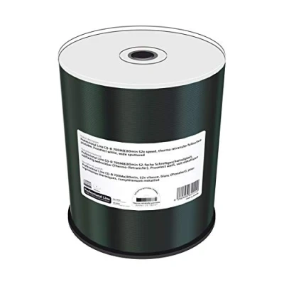 Abbildung von Professional Line CD R 700Mb80Min 52 fache Schreibgeschwindigkeit, vollflächig bedruckbar (Thermo Retransfer), Proselect Weiß, voll Metallisiert, 100er Cakebox