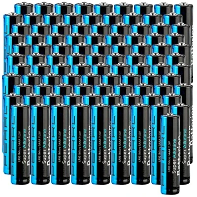Abbildung von PEARL alkalische Batterie AAA: 100er Set Super Alkaline Batterien Typ AAA/Micro, 1,5 Volt