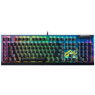 Abbildung von Razer BlackWidow V4 X Fortnite Edition Mechanische Gaming Tastatur mit RGB (Yellow Switches, 6 eigene Makro Tasten, Doubleshot ABS Tastenkappen) QWERTY US Layout