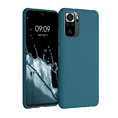 Abbildung von kwmobile Hülle kompatibel mit Xiaomi Redmi Note 10 / 10S weiches TPU Silikon Case Cover geeignet für kabelloses Laden Petrol matt