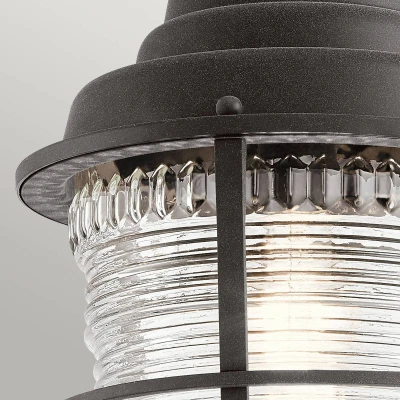 Abbildung von Elstead Lighting QN Chance HARBOR8 QUINTIESSE Hängeleuchte Harbor E27 1x40W IP44 Zink vorbewittert, geripptes Glas klar H:45.7cm Ø22.1cm