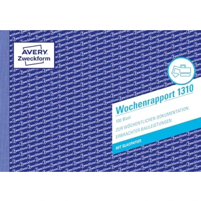 Abbildung von AVERY Zweckform 1301 Tagesrapport (105x200 mm, mit 2 Blatt Blaupapier, von Rechtsexperten geprüft, für Deutschland und Österreich zur täglichen Dokumentation der Arbeitsleistung, 2x50 Blatt) weiß/gelb