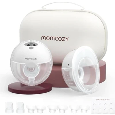 Abbildung von Momcozy M5 Milchpumpe Elektrisch, Tragbar Freihändig Doppelmilchpumpe Für Den Babymund, Doppelt Abgedichteter Flansch Mit 3 Modi und 9 Stufen, 24 mm (2, Grau)