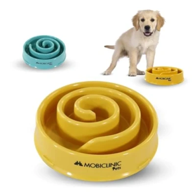 Abbildung von Mobiclinic® Pets, Antischlingnapf Hunde, rutschfest, Spiralform, 19,5x4,6x20,6 cm, Verdauungsfördernd, 500 ml, Leicht zu reinigen, Robust und langlebig, Katzen, Haustiere