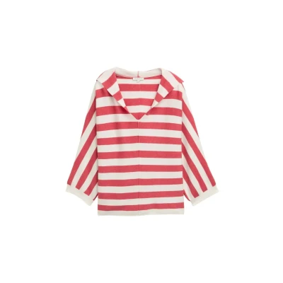 Abbildung von TOM Tailor Kapuzenpullover, Damen, Größe: Large, Red melange block stripe