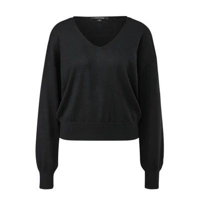 Abbildung von comma MIT Glitzer Strickpullover, Damen, Größe: 34, Schwarz