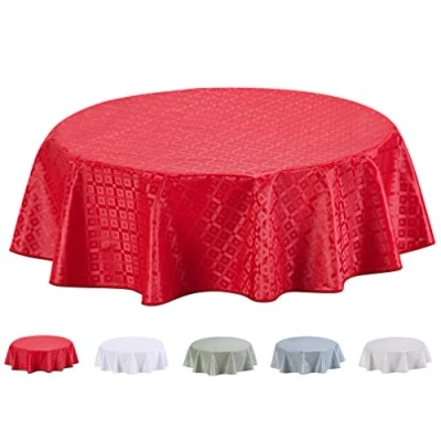 Abbildung von Home Direct Wachstuch Tischdecke Abwaschbar Rund geprägt 155cm Rot