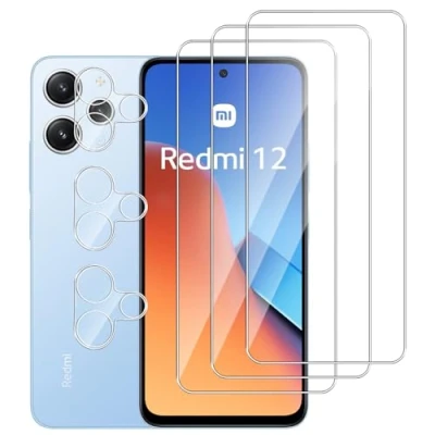 Abbildung von Dlxiks 3+3 Stück, Schutzfolie für Xiaomi Redmi 12 4G/5G, 9H Härte Folie Panzer Schutz Glas, Ultrabeständig,Anti Kratzen Hohe Klar Displayschutzfolie 4G/5G