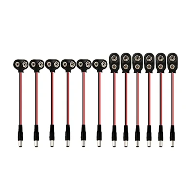 Abbildung von SENZEAL 12 Stück 9V I &amp; T Typ Batterie Steckverbinder mit 2,1 x 5,5mm DC Netzstecker Batteriehalter Clip