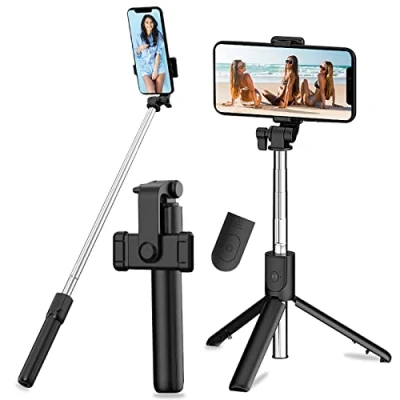 Abbildung von Selfie Stick Tripod with Remote Control, 360 Rotation, 3 in 1 Wireless Pole, Monopod Compact, TikTok Heavy Duty Aluminium and Non Slip Mobile Phone Feet