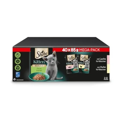 Abbildung von Portionsbeutel Multipack Mega Pack Kitten in Sauce Feine Vielfalt mit Lachs, Huhn MSC 40 x 85g