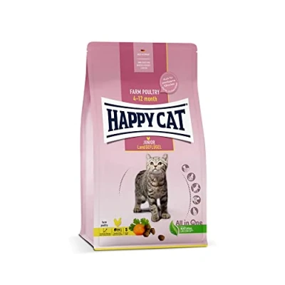 Abbildung von Happy Cat 70538 Young Junior Land Geflügel Katzen Trockenfutter für Jung ab dem 4. Monat 300 g Inhalt
