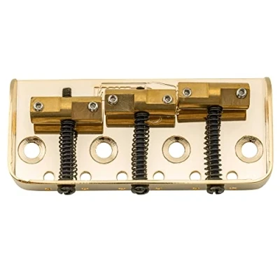 Abbildung von Wilkinson WTBS Short Telecaster Bridge Brücke Messing Kompensiert 3 Saitenreiter für Humbucker Tele Style oder Vintage E Gitarre, Gold