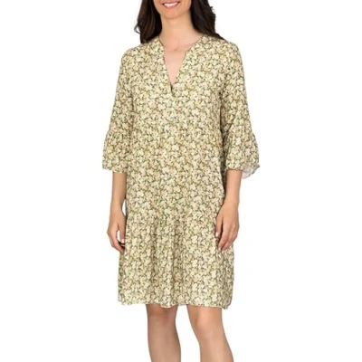 Abbildung von DENIMFY Sommerkleid Damen Kleid DFFrida A Linie 3/4 Arm Freizeitkleid mit V Ausschnitt aus 100% Viskose