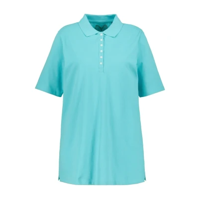 Abbildung von Ulla Popken Damen Basic Poloshirt T Shirt, tiefes aqua, 58 60