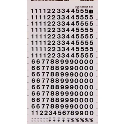 Abbildung von APLI Transferierbare Ziffern, Schwarz, 6 mm