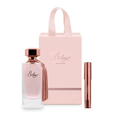 Abbildung von Belagio Damen Geschenkbox, Eau de Parfum, 100 ml + Stift 3,2 ml, Parfüm mit fruchtigem Duft, Zitrusfrüchte, Moschus, Made in Italy