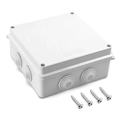 Abbildung von QWORK® Aufputz Abzweigkasten, Abzweigdose, wasserdicht, staubdicht, IP65, ABS Kunststoff, Universal Elektro Projekt Gehäuse, weiß, 150 x 70 mm