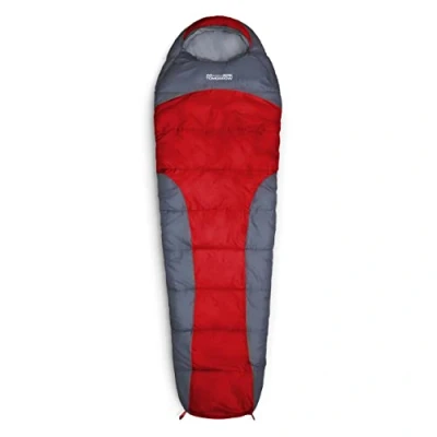 Abbildung von Lumaland Outdoor Schlafsack Mumienschlafsack, 230 x 80 cm, inklusive Packsack, 50 25 cm gepackt rot