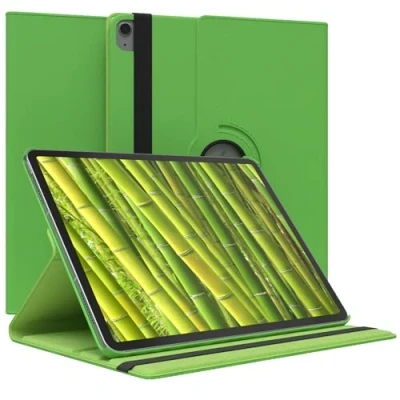 Abbildung von EAZY Case Tablet Hülle für Apple iPad Air 6 (2024) Schutzhülle 12,9 Zoll Smart Cover Rotationcase zum Aufstellen Klapphülle 360 drehbar mit Standfunktion Tasche Kunstleder Grün