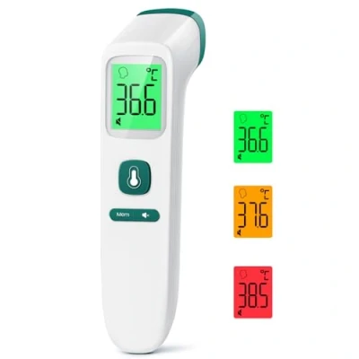 Abbildung von Fieberthermometer Kontaktlos Stirnthermometer, Digitales Infrarot Thermometer für Babys und Erwachsene mit sofortigen genauen Messwerten, Fieberalarm, LCD Anzeige 35 Speicherabruf (Grün)