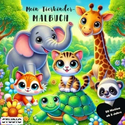 Abbildung von Mein Tierkinder Malbuch: 50 niedliche Motive zum Ausmalen für Kinder ab 3 Jahren