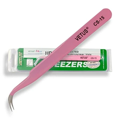 Abbildung von P Beauty Cosmetic Accessories VETUS Wimpern Pinzette für die Wimpernverlängerung CS 15 Ideal geeignet Einzelwimpern &amp; Volumentechnik Inklusive Schutzkappe (CS 15)