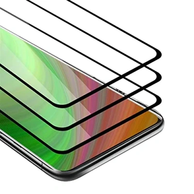 Abbildung von Cadorabo 3x Vollbild Panzer Folie kompatibel mit OnePlus 8 Schutzfolie in TRANSPARENT SCHWARZ 3er Pack Gehärtetes (Tempered) Display Schutzglas 9H Härte 3D Touch