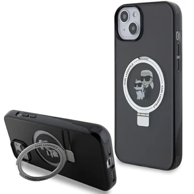 Abbildung von Karl Lagerfeld KLHMP14SHMRSKCK Hülle für iPhone 14/15 / 13 6.1&quot; Schwarz hardcase Ring Stand Karl&amp;Choupettte
