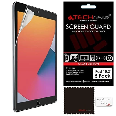 Abbildung von TECHGEAR 5 Stück Schutzfolie für iPad 10.2 2021/2020 / 2019, Ultra Klare Kompatibel mit 9. 8. 7. Generation 10,2 zoll 2019 Neuste Modell