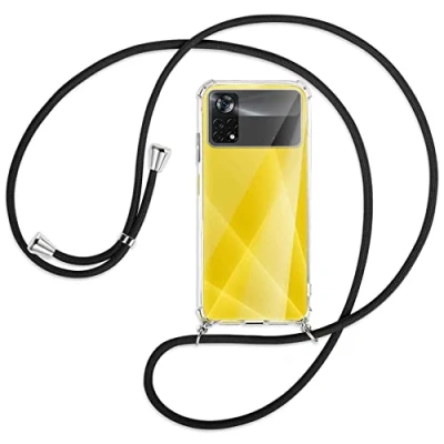 Abbildung von mtb more energy® Handykette kompatibel mit Xiaomi Poco X4 Pro 5G (6.67&#039;&#039;) schwarz Smartphone Hülle zum Umhängen Anti Shock Full TPU Case