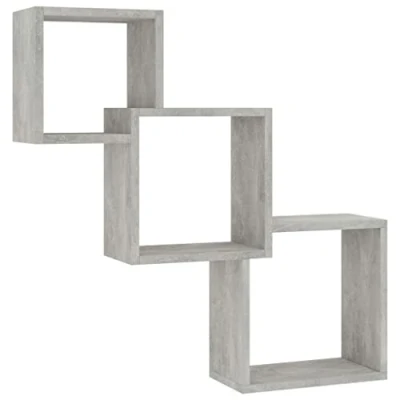 Abbildung von vidaXL Cube Wandregal Hängeregal Bücherregal Regalwürfel Lounge CD DVD Regal Schweberegal Wand Deko Betongrau 68x15x68cm Holzwerkstoff