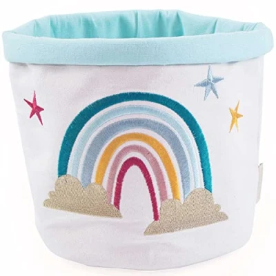 Abbildung von Papierdrachen Stoff Utensilo Motiv Regenbogen Aufbewahrung für Spielzeug Kinderzimmer Dekoration Spielzeugkorb Stoffkörbchen aus Canvas 21 cm Set 1