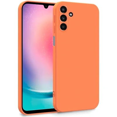 Abbildung von MyGadget Silikon Hülle kompatibel mit Samsung Galaxy A24 4G Zweilagige Handyhülle Kameraschutz Cover Innenfutter &amp; außen Orange