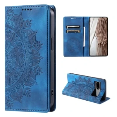 Abbildung von CoverKingz Handyhülle für Google Pixel 8a Handytasche mit Kartenfach Klapphülle Cover Handy Hülle klappbar Motiv Mandala Blau