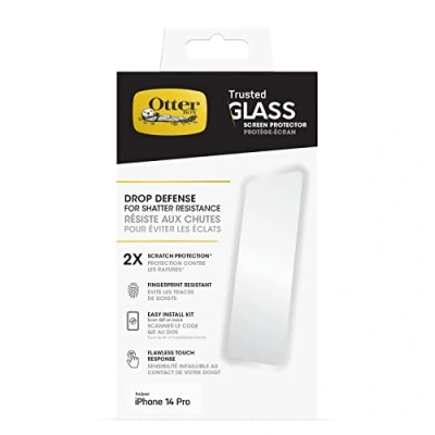Abbildung von OtterBox Trusted Glass Displayschutz für iPhone 14 Pro, gehärtetes Glas, x2 Schutz vor Brüchen, Kratzern und Stürzen