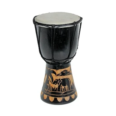Abbildung von Kleine 15cm Djembe Trommel Bongo Drum Dekoration Elefant Schwarz A1