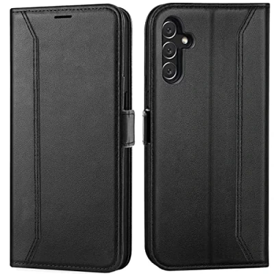 Abbildung von Verco Handyhülle für Samsung Galaxy A14 5G, 6,8 Zoll Premium Klapphülle Handy Flip Case 5G Hülle Book Tasche, Schwarz