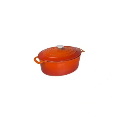 Abbildung von Vogue Ovale Auflaufform aus Gusseisen, 6 Liter, Orange und Creme, Größe: 125 (H) x 230 (B) 305 (T) mm, emailliertes Induktions alle Wärmequellen kompatibel, GH312