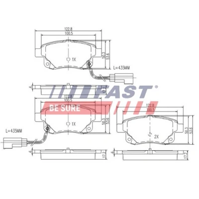 Abbildung von FAST FT29523 Bremsbelagsatz Hinterachse mit integriertem Verschleißsensor FORD: Transit Mk6 Kastenwagen, Bus