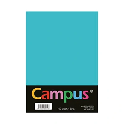 Abbildung von Campus A4 100 Stück 80g/m² Buntpapier 210x297mm Farbpapier Soft Touch Papier, perfekt für Buchbinderung, Büro, Zeichnen und Basteln, Türkis